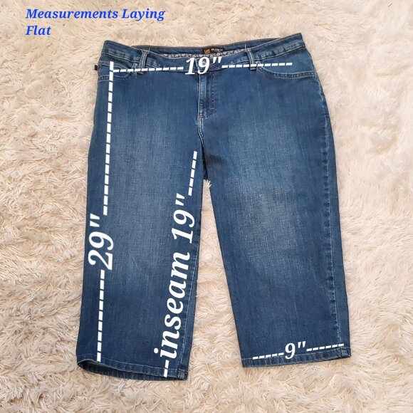 Two Pair LEE Women Relaxed Fit Mid-Rise Blue Jean Capris Pants, Size 16W - Picture 8 of 9